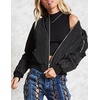 Zeagoo Women Bomber Jacket Casual Coats Spring Fall Clothes with Pockets(Satin-black)