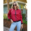 Zeagoo Women Bomber Jacket Casual Coats Spring Fall Clothes with Pockets(Wine Red)