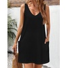 Zeagoo Womens Summer Dress 2026 Loose V Neck Sleeveless Sundresses Swimsuit Coverup with Pockets Floral Tank Dresses(Black)