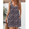 Zeagoo Womens Summer Dress 2026 Loose V Neck Sleeveless Sundresses Swimsuit Coverup with Pockets Floral Tank Dresses(Black Floral)