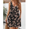 Zeagoo Womens Summer Dress 2026 Loose V Neck Sleeveless Sundresses Swimsuit Coverup with Pockets Floral Tank Dresses(Black Leaf Print)
