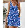 Zeagoo Womens Summer Dress 2026 Loose V Neck Sleeveless Sundresses Swimsuit Coverup with Pockets Floral Tank Dresses(Blue Floral-12)