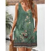 Zeagoo Womens Summer Dress 2026 Loose V Neck Sleeveless Sundresses Swimsuit Coverup with Pockets Floral Tank Dresses(Green-printed)