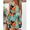 Zeagoo Womens Summer Dress 2026 Loose V Neck Sleeveless Sundresses Swimsuit Coverup with Pockets Floral Tank Dresses(Leaf-printed)