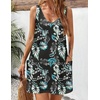 Zeagoo Womens Summer Dress 2026 Loose V Neck Sleeveless Sundresses Swimsuit Coverup with Pockets Floral Tank Dresses(Leaf-printed-2)