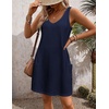 Zeagoo Womens Summer Dress 2026 Loose V Neck Sleeveless Sundresses Swimsuit Coverup with Pockets Floral Tank Dresses(Navy Blue)