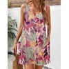 Zeagoo Womens Summer Dress 2026 Loose V Neck Sleeveless Sundresses Swimsuit Coverup with Pockets Floral Tank Dresses(Purple Leaf-printed)