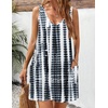 Zeagoo Womens Summer Dress 2026 Loose V Neck Sleeveless Sundresses Swimsuit Coverup with Pockets Floral Tank Dresses(White Black-printed)