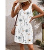 Zeagoo Womens Summer Dress 2026 Loose V Neck Sleeveless Sundresses Swimsuit Coverup with Pockets Floral Tank Dresses(White-printed)
