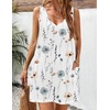 Zeagoo Womens Summer Dress 2026 Loose V Neck Sleeveless Sundresses Swimsuit Coverup with Pockets Floral Tank Dresses(White-printed)