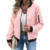 Zeagoo Women Bomber Jacket Casual Coats Spring Fall Clothes with Pockets(Pink)