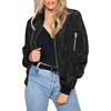 Zeagoo Women Bomber Jacket Casual Coats Spring Fall Clothes with Pockets(Satin-black)