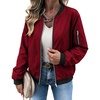 Zeagoo Women Bomber Jacket Casual Coats Spring Fall Clothes with Pockets(Wine Red)