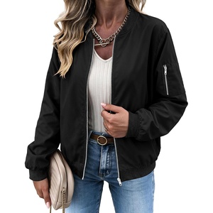 Zeagoo Women Bomber Jacket Casual Coats Spring Fall Clothes with Pockets(Black)