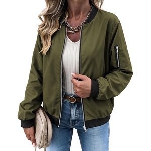 Zeagoo Women Bomber Jacket Casual Coats Spring Fall Clothes with Pockets(Green)