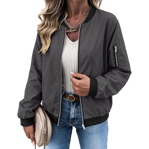 Zeagoo Women Bomber Jacket Casual Coats Spring Fall Clothes with Pockets(Grey)