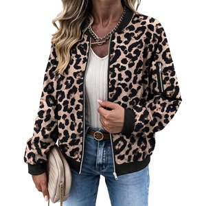 Zeagoo Women Bomber Jacket Casual Coats Spring Fall Clothes with Pockets(Leopard Print)