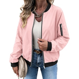 Zeagoo Women Bomber Jacket Casual Coats Spring Fall Clothes with Pockets(Pink)