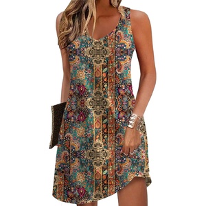 Zeagoo Womens Summer Dress 2026 Loose V Neck Sleeveless Sundresses Swimsuit Coverup with Pockets Floral Tank Dresses(Printed-1)