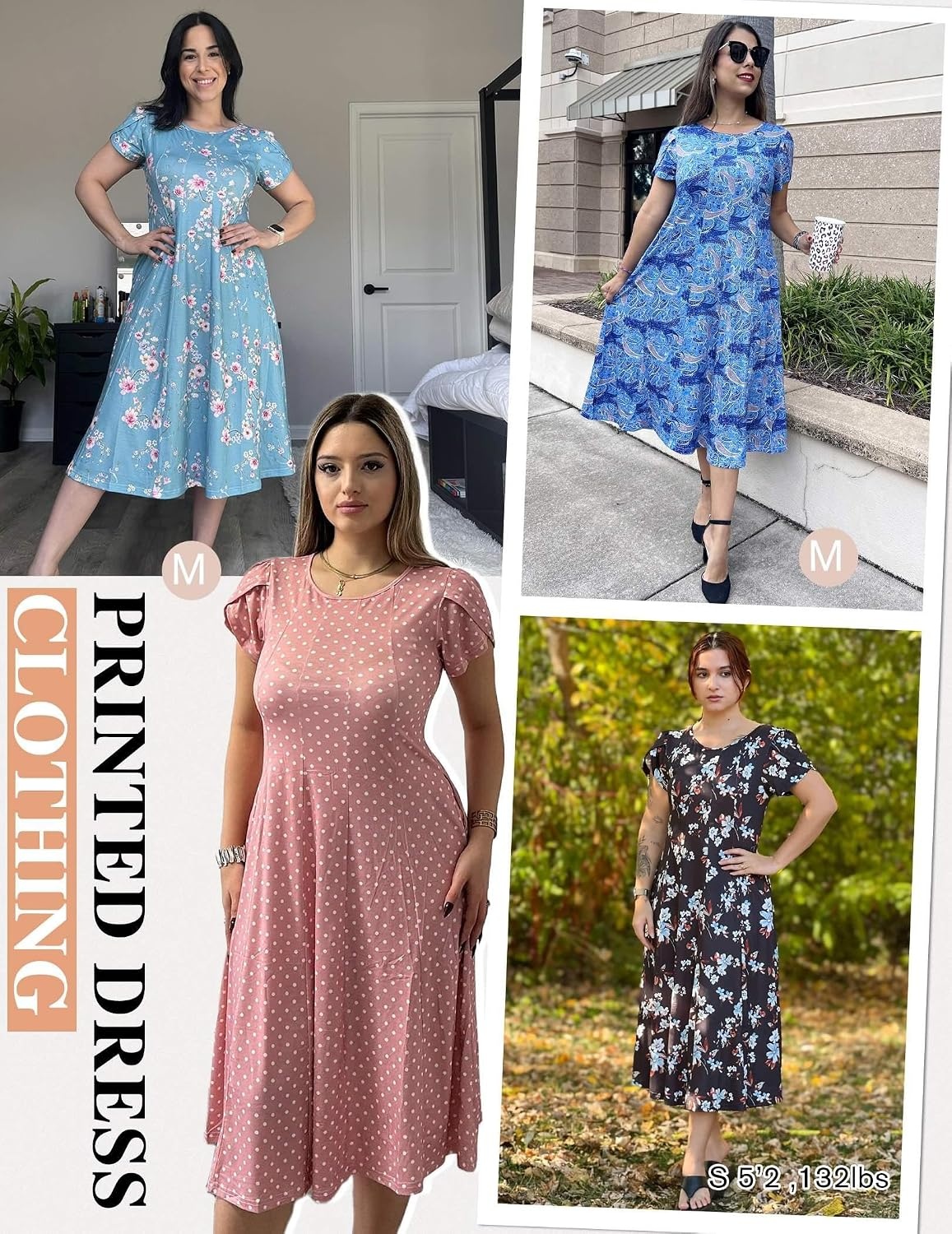 image:imageZEAGOO Womens Casual Dresses for Summer Short Sleeve Flare Midi Dress Loose Flowy Beach Sundress2501 Ablack