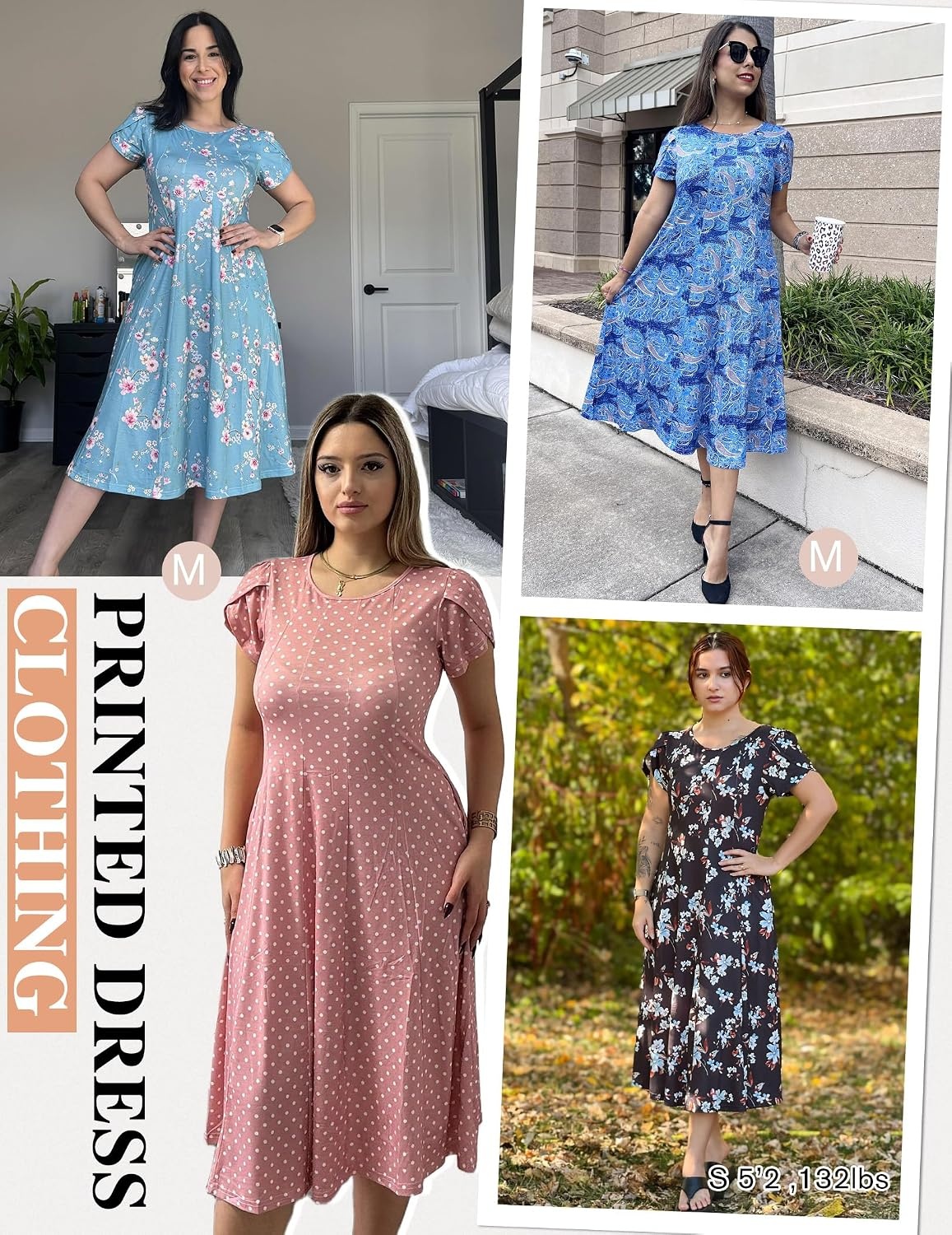 image:imageZEAGOO Womens Casual Dresses for Summer Short Sleeve Flare Midi Dress Loose Flowy Beach SundressPink Floral