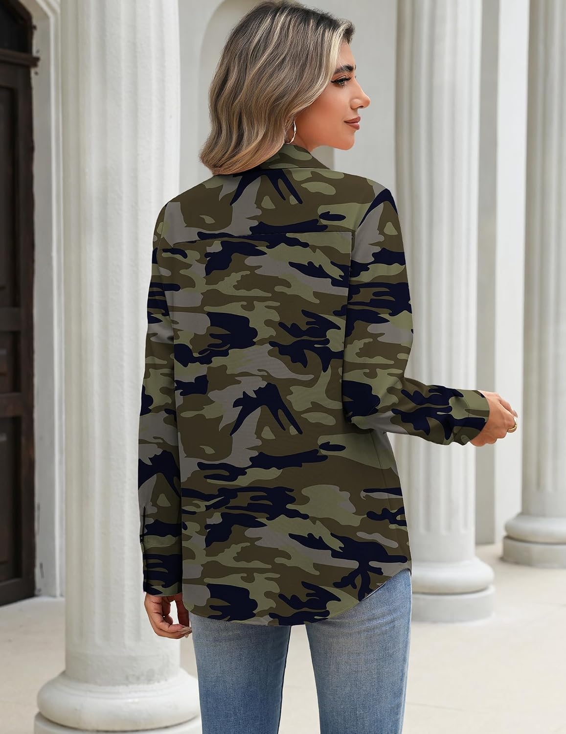 image:imageZeagoo Blouses for Women Long Sleeve Dressy Casual Button Down ShirtsCamouflage