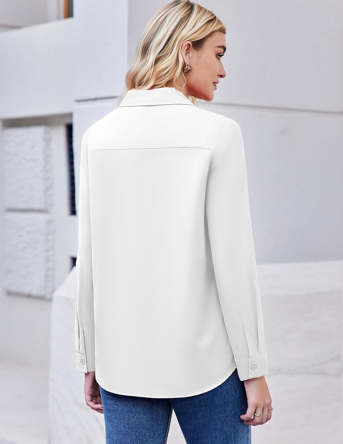 image:imageZeagoo Button Down Shirt Women Long Sleeve Blouses Casual Tops Work OutfitsAwhitestain Shield