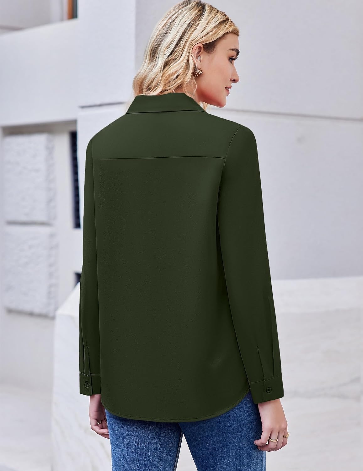image:imageZeagoo Button Down Shirt Women Long Sleeve Blouses Casual Tops Work OutfitsCarmy Greenstain Shield