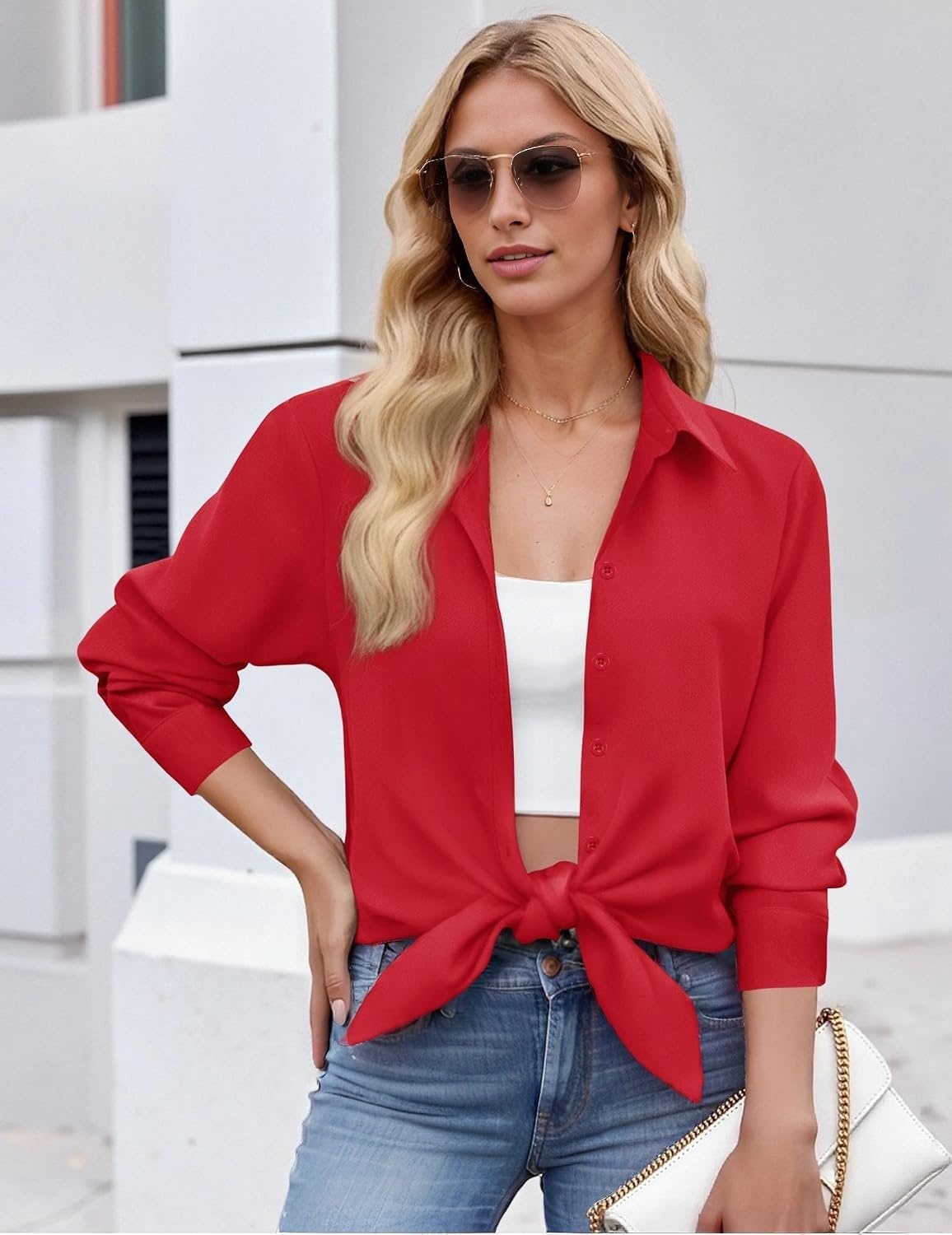 image:imageZeagoo Button Down Shirt Women Long Sleeve Blouses Casual Tops Work OutfitsCredstain Shield