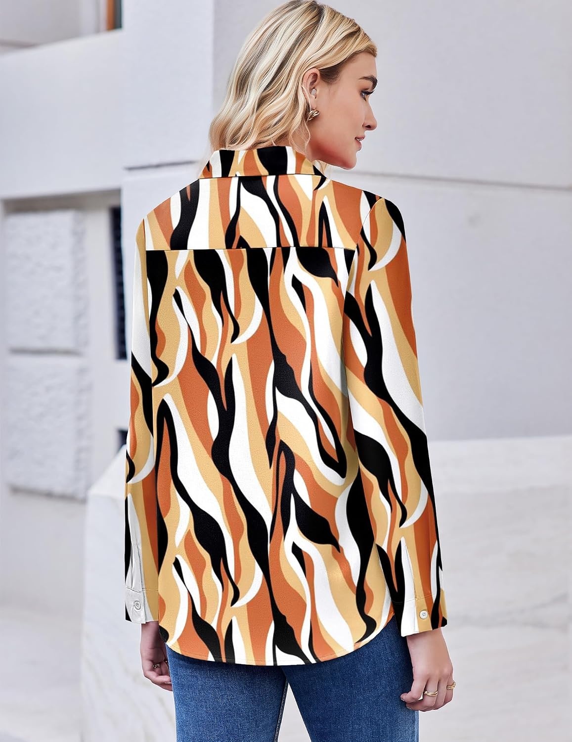 image:imageZeagoo Button Down Shirt Women Long Sleeve Blouses Casual Tops Work OutfitsMulticolor 123