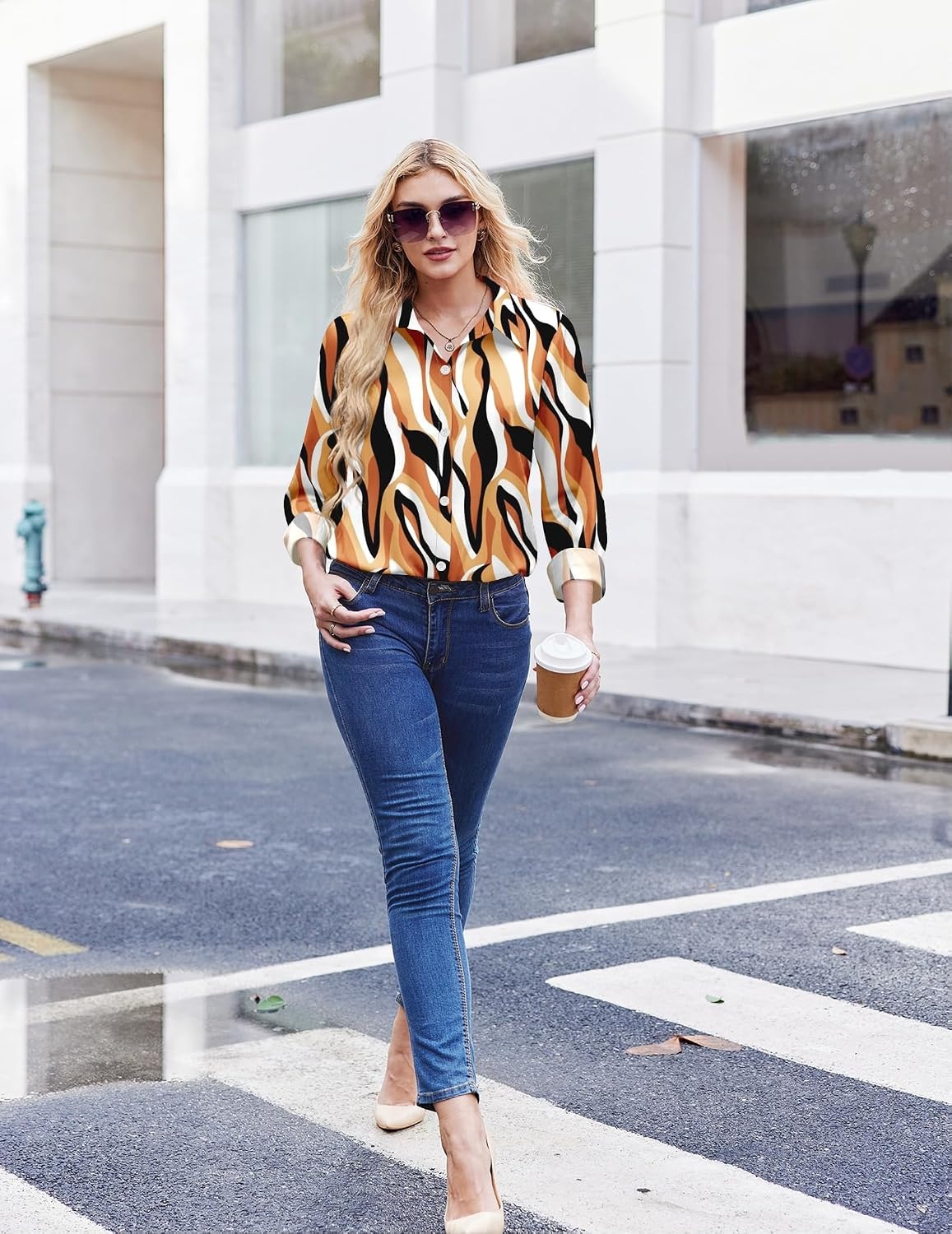 image:imageZeagoo Button Down Shirt Women Long Sleeve Blouses Casual Tops Work OutfitsMulticolor 123