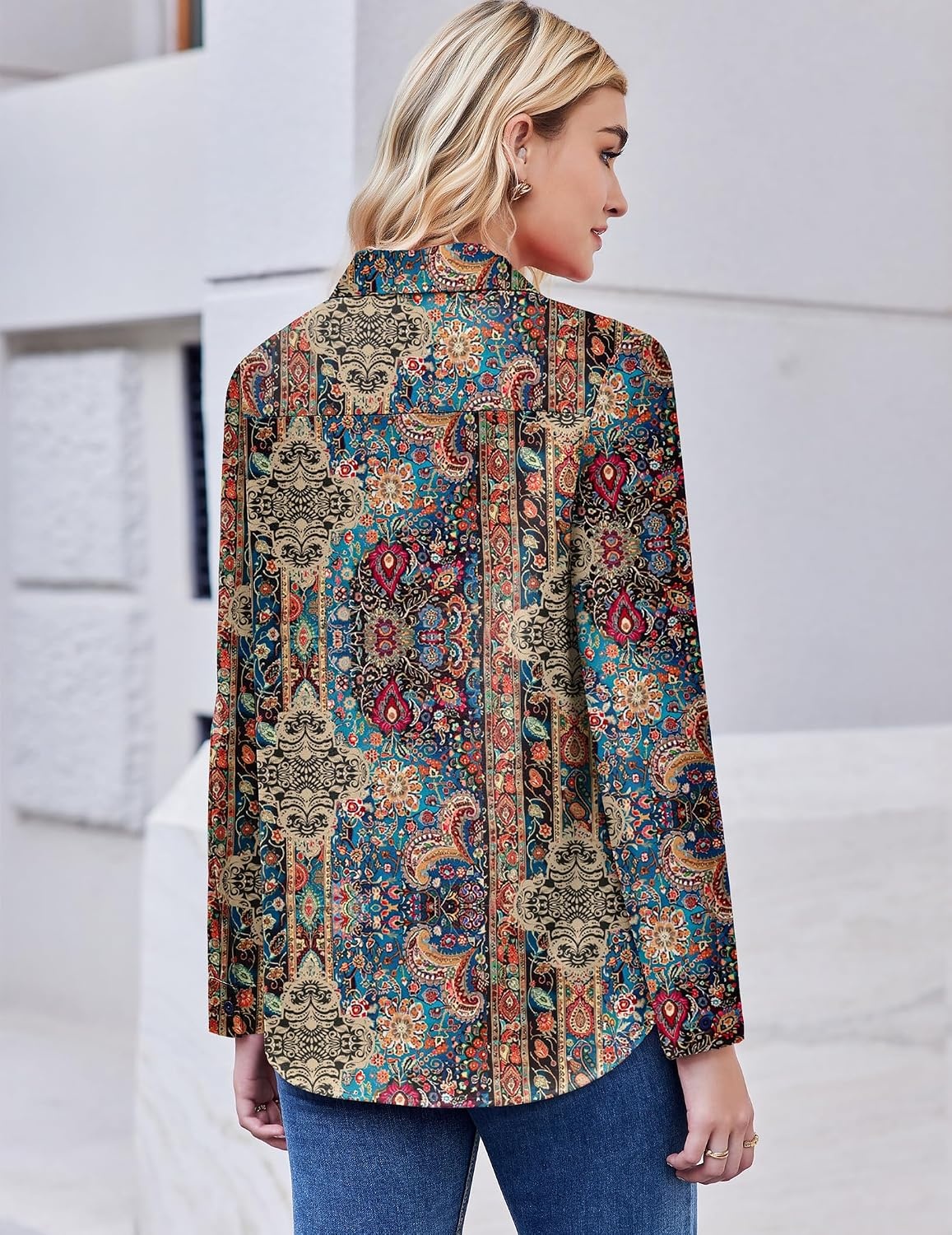 image:imageZeagoo Button Down Shirt Women Long Sleeve Blouses Casual Tops Work OutfitsMulticolor 721
