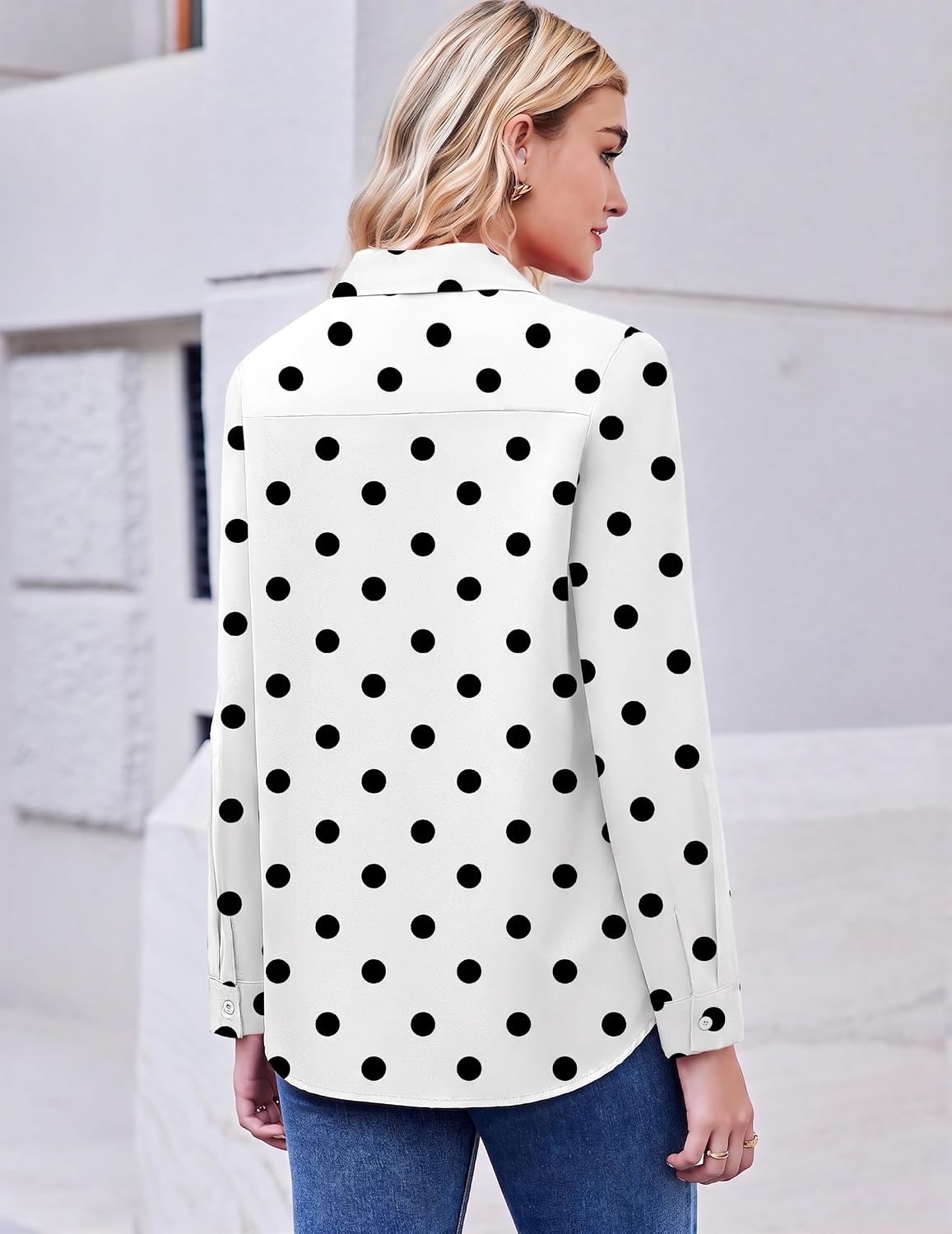 image:imageZeagoo Button Down Shirt Women Long Sleeve Blouses Casual Tops Work OutfitsPolka Dots