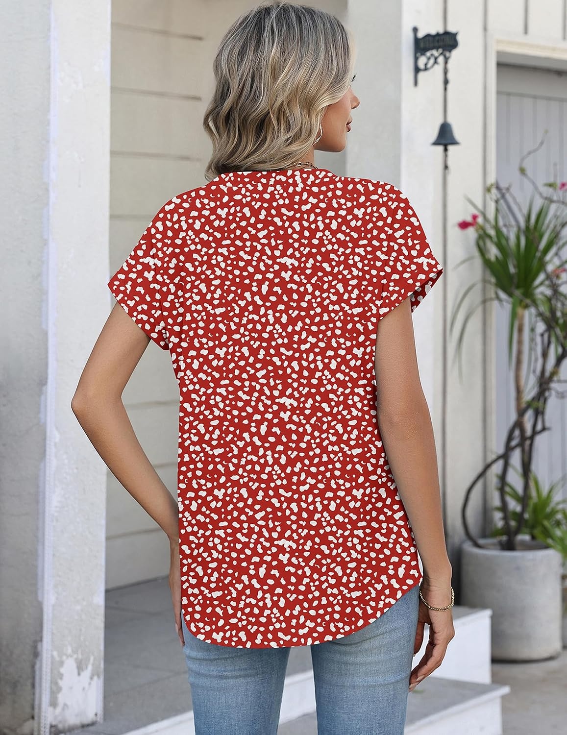 image:imageZeagoo Button Down Shirts for Women Short Sleeve Tops V Neck Collar Blouses Business Casual OutfitsJh590