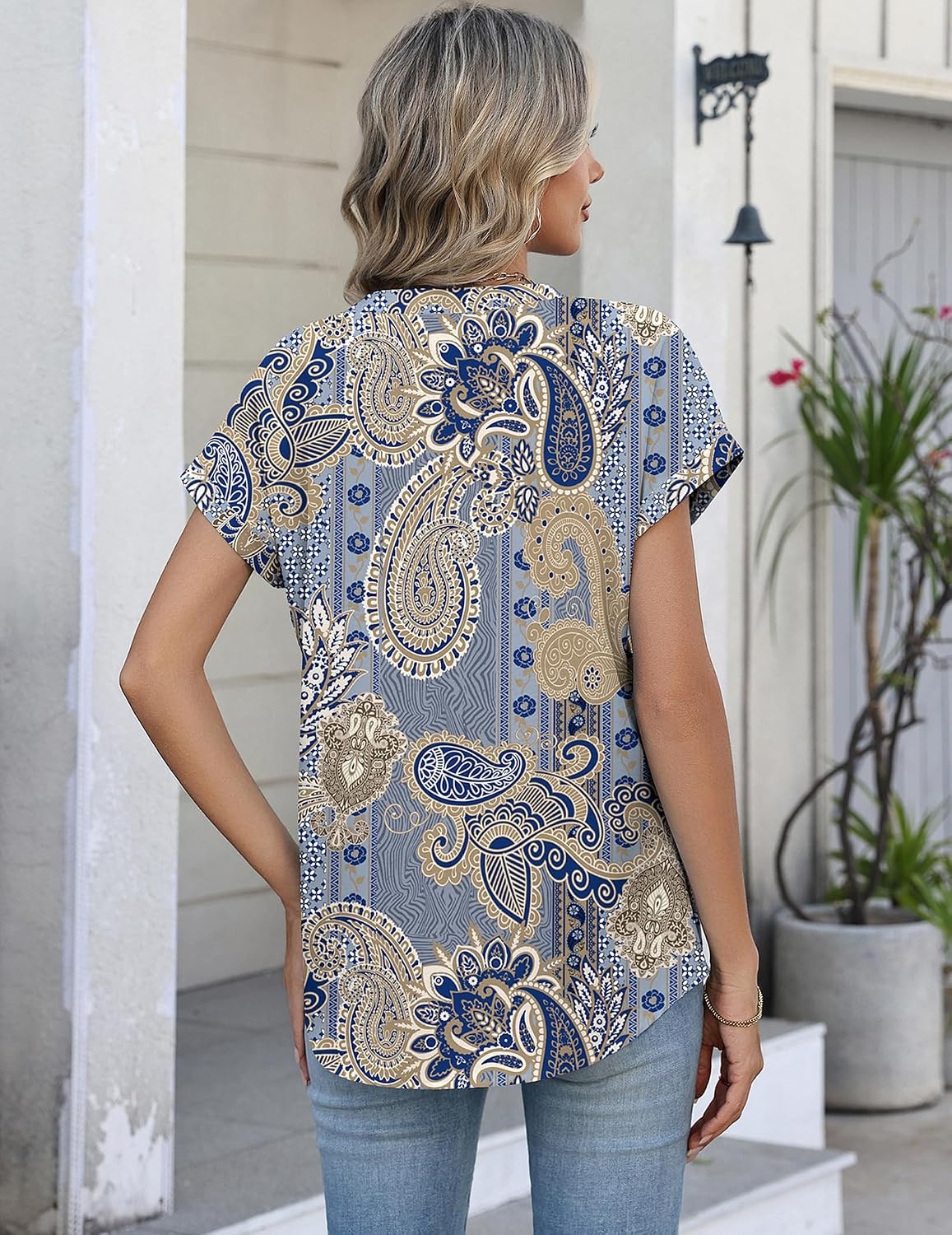 image:imageZeagoo Button Down Shirts for Women Short Sleeve Tops V Neck Collar Blouses Business Casual OutfitsMz919