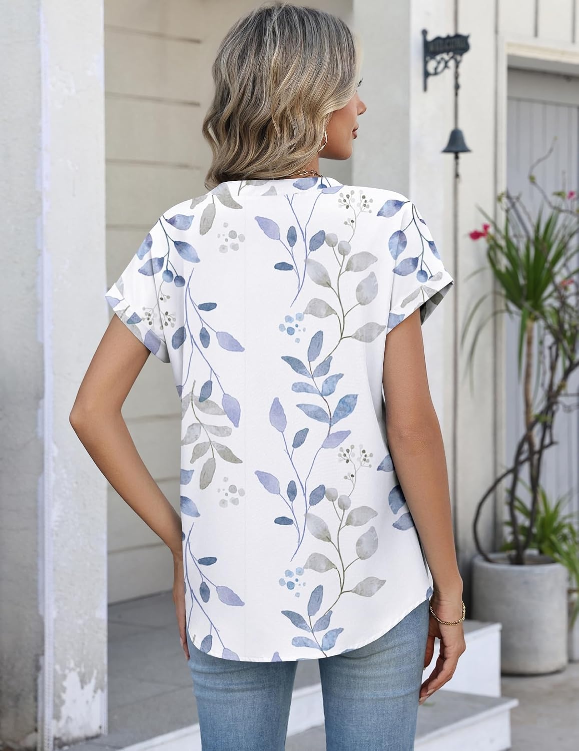 image:imageZeagoo Button Down Shirts for Women Short Sleeve Tops V Neck Collar Blouses Business Casual OutfitsSp106