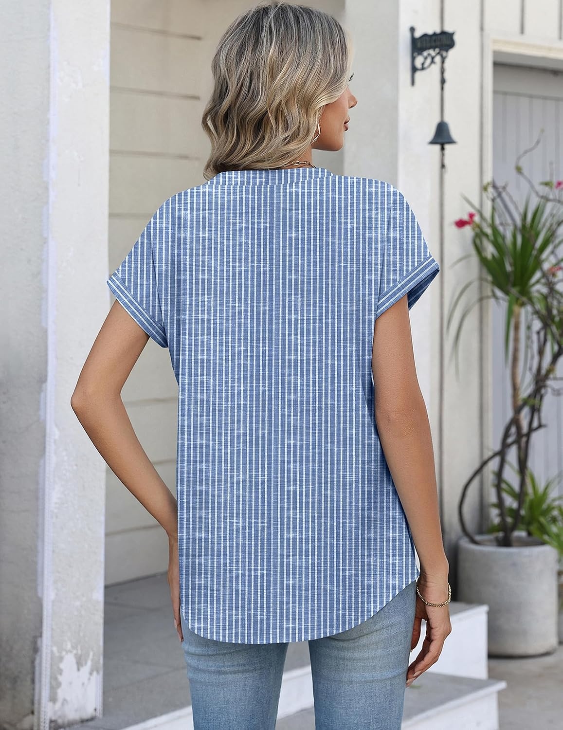 image:imageZeagoo Button Down Shirts for Women Short Sleeve Tops V Neck Collar Blouses Business Casual OutfitsTz273