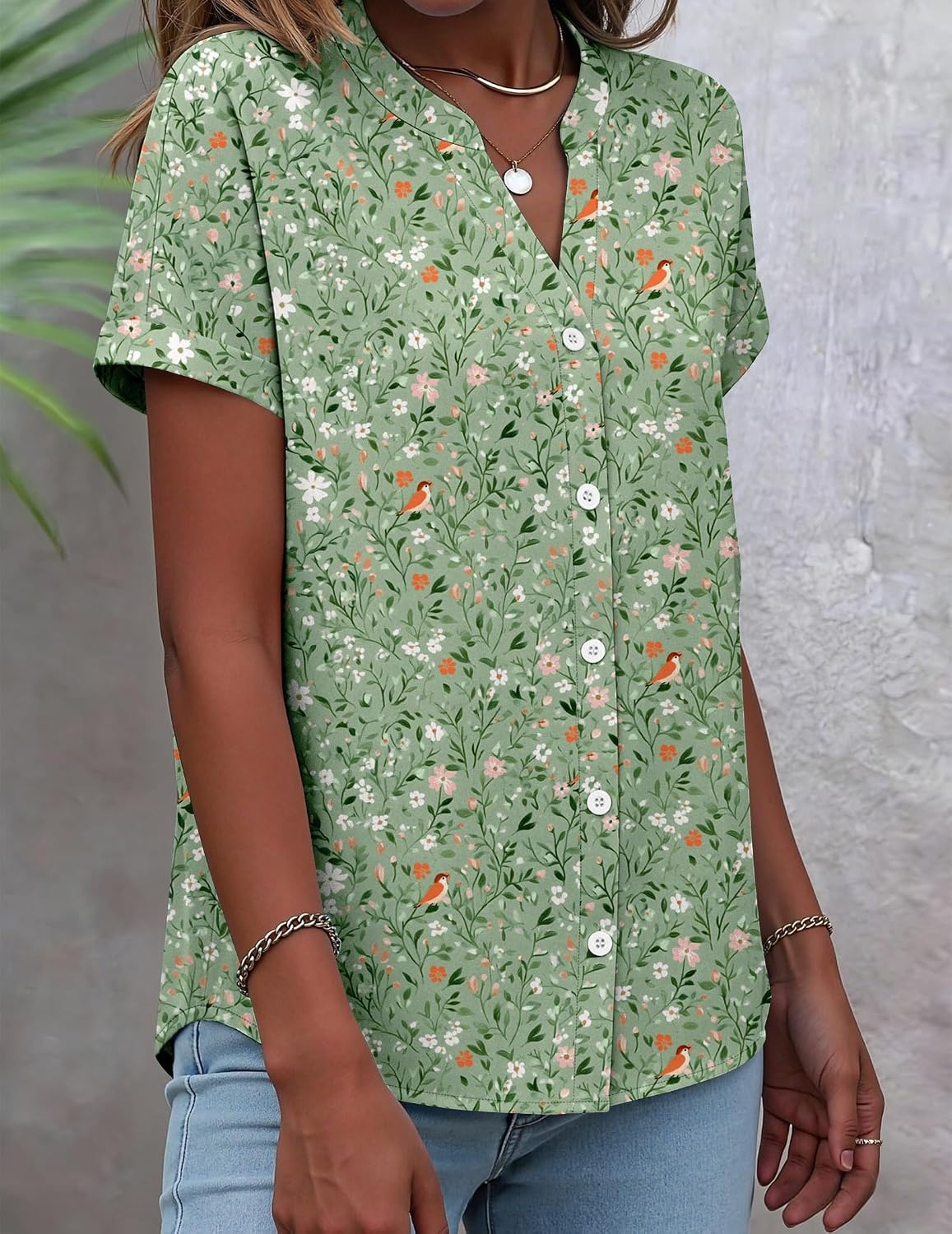 image:imageZeagoo Button Down Shirts for Women Short Sleeve Tops V Neck Collar Blouses Business Casual OutfitsXh534