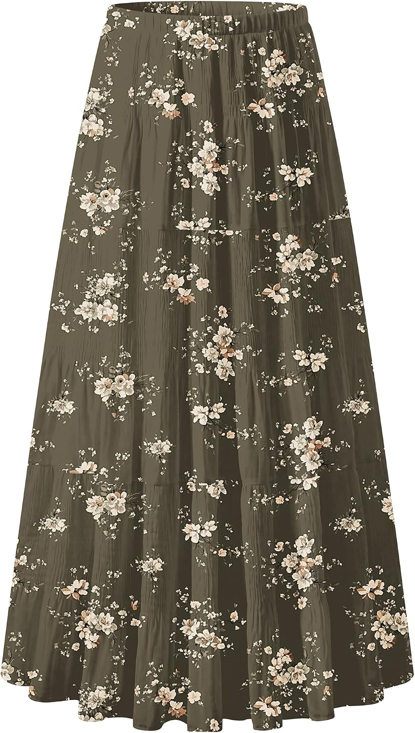 image:imageZeagoo Womens Chiffon Elastic High Waist Pleated Maxi Skirt with PocketsBf387