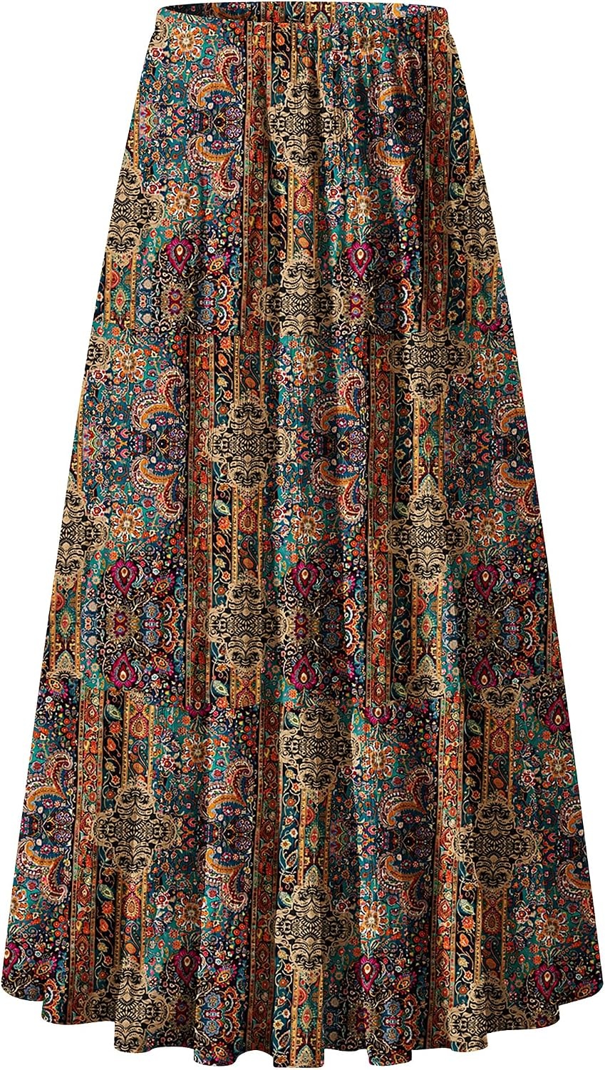 image:imageZeagoo Womens Chiffon Elastic High Waist Pleated Maxi Skirt with PocketsMz721