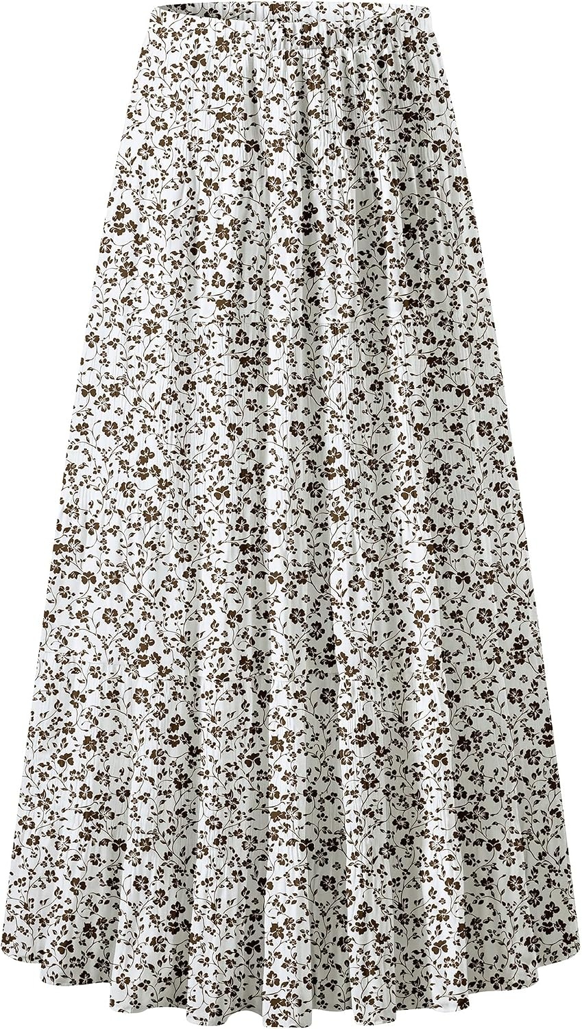 image:imageZeagoo Womens Chiffon Elastic High Waist Pleated Maxi Skirt with PocketsXh583
