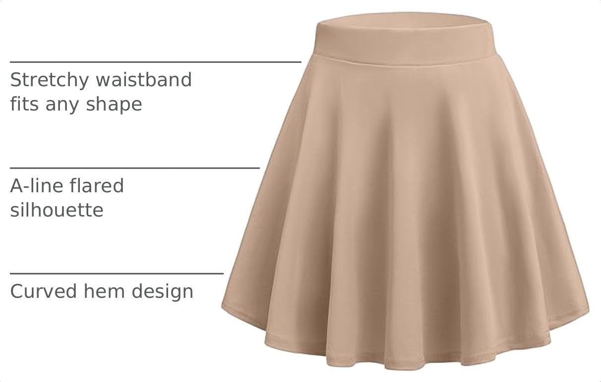 image:imageZeagoo Womens Skirt Basic Mini Skater Skirt 2026 Summer Skirts Stretchable High Waist ALine Party Club SkirtsBeige
