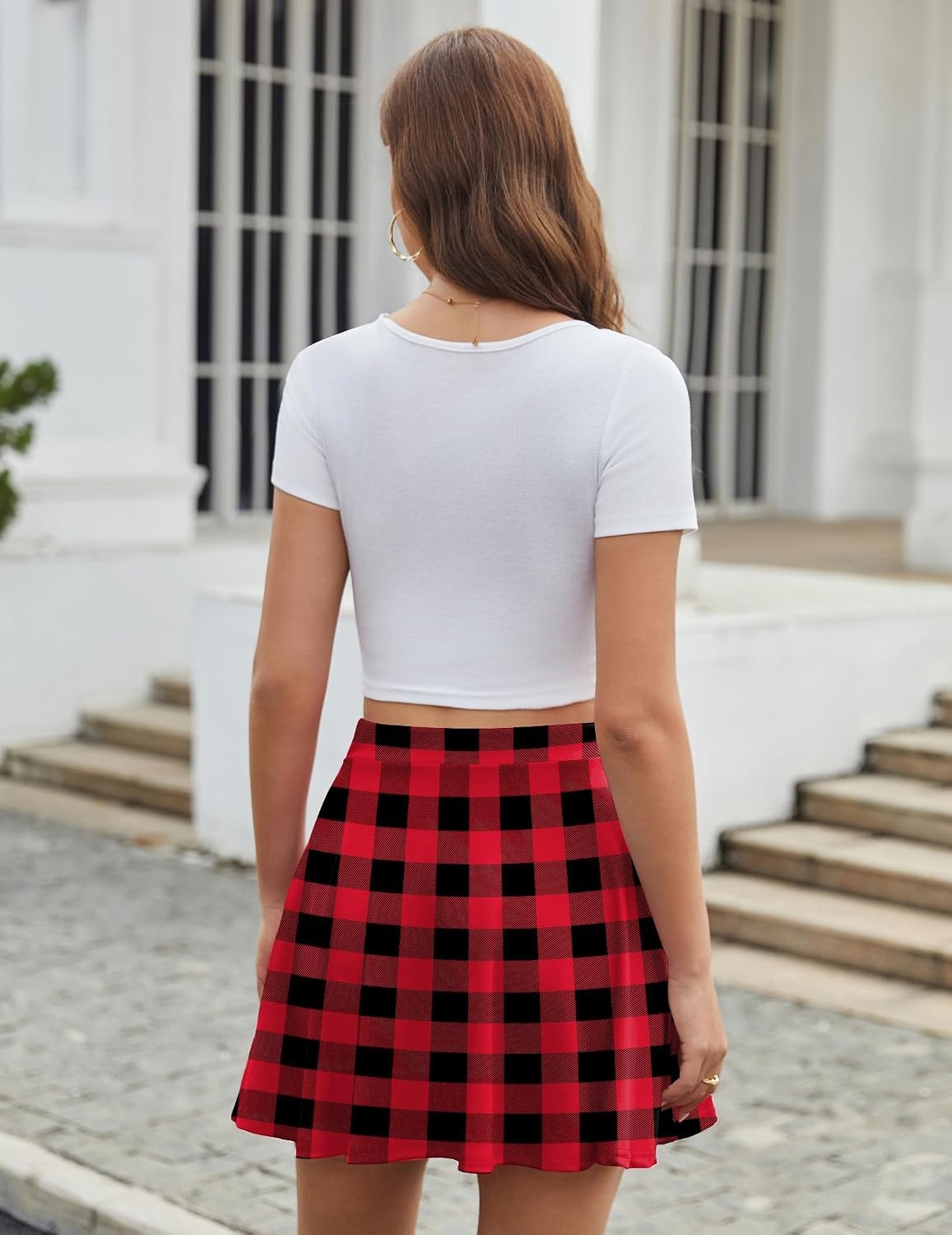 image:imageZeagoo Womens Skirt Basic Mini Skater Skirt 2026 Summer Skirts Stretchable High Waist ALine Party Club SkirtsGz2