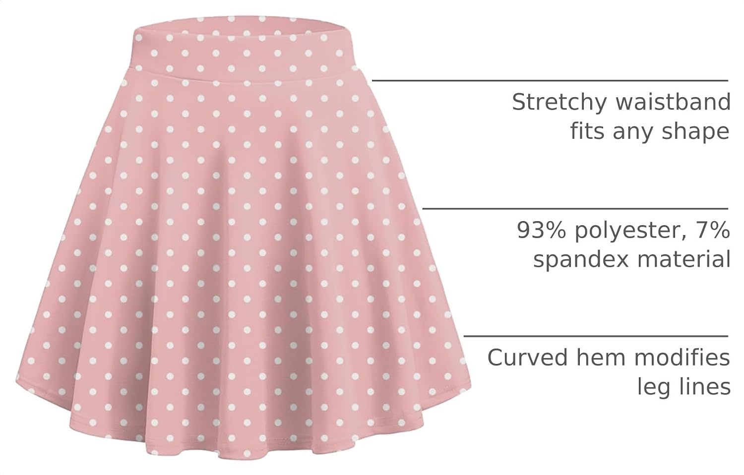 image:imageZeagoo Womens Skirt Basic Mini Skater Skirt 2026 Summer Skirts Stretchable High Waist ALine Party Club SkirtsPink White Dot