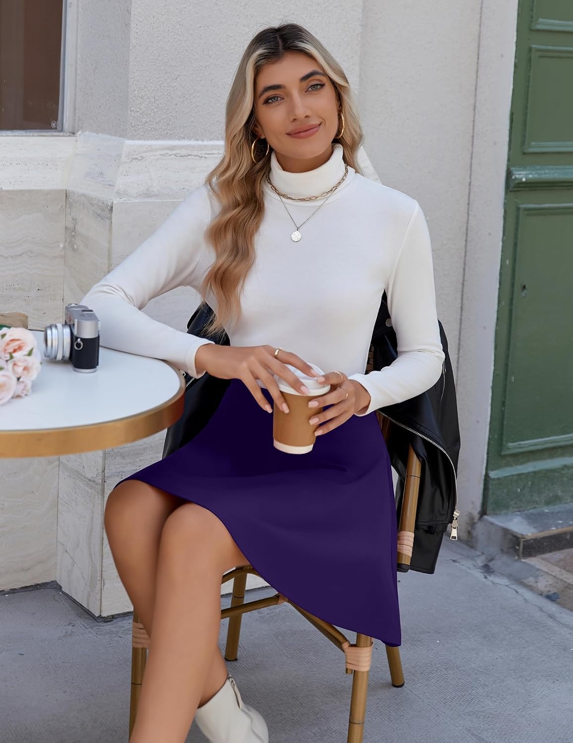 image:imageZeagoo Womens Skirt Basic Mini Skater Skirt 2026 Summer Skirts Stretchable High Waist ALine Party Club SkirtsPurple