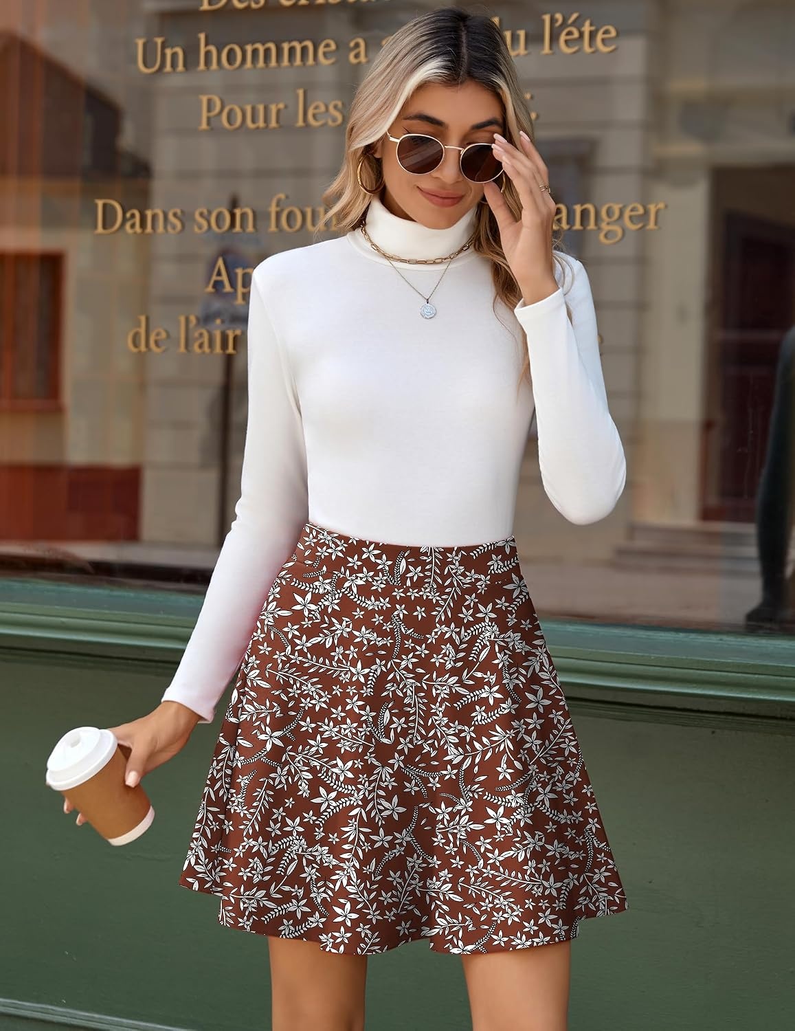 image:imageZeagoo Womens Skirt Basic Mini Skater Skirt 2026 Summer Skirts Stretchable High Waist ALine Party Club SkirtsRed Floral