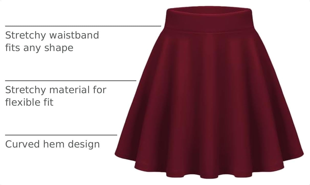 image:imageZeagoo Womens Skirt Basic Mini Skater Skirt 2026 Summer Skirts Stretchable High Waist ALine Party Club SkirtsWine Red