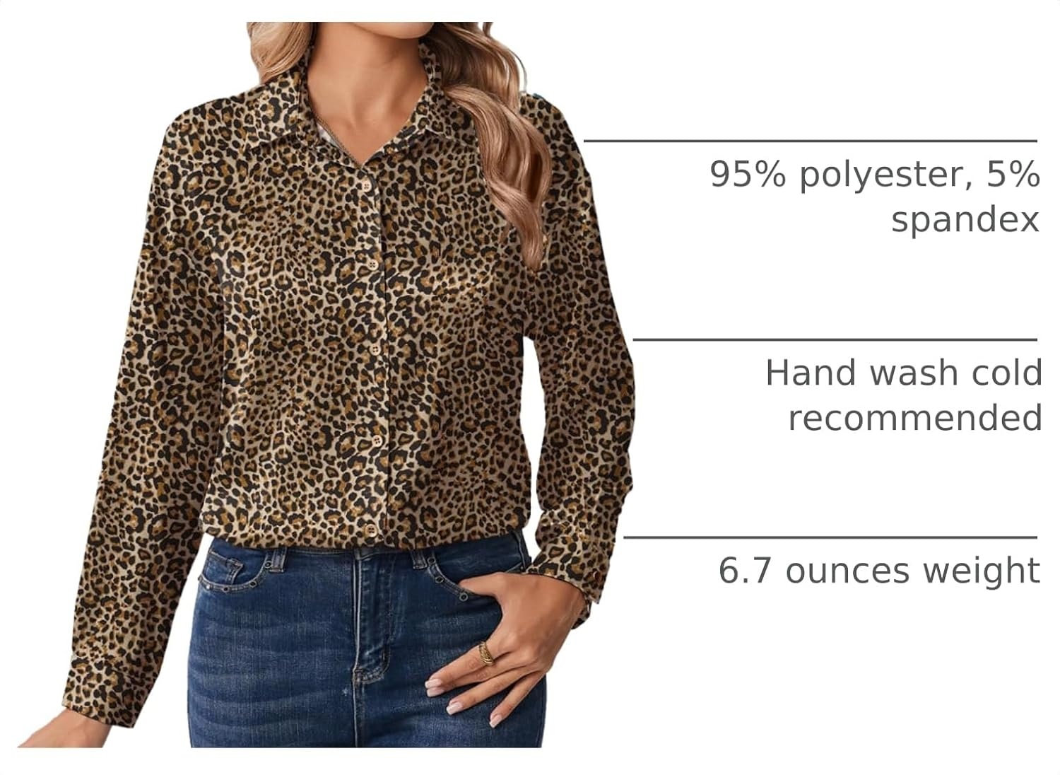 image:imageZeagoo Womens Tops Long Sleeve Satin Silk Button Down Shirts Dressy BlousesLeopard