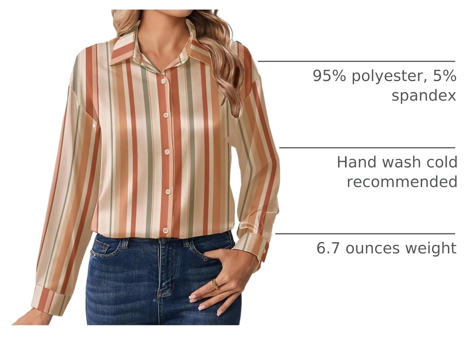 image:imageZeagoo Womens Tops Long Sleeve Satin Silk Button Down Shirts Dressy BlousesStripes 720