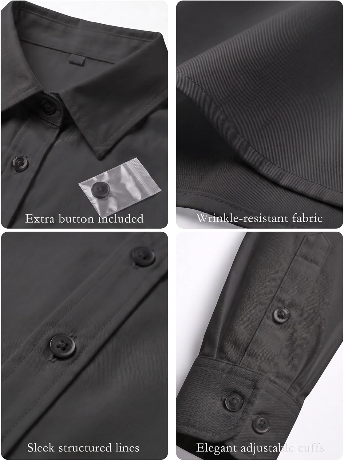 image:imageZeagoo Womens Wrinkle Free Button Down Shirts Long Sleeve Business TopsBlack